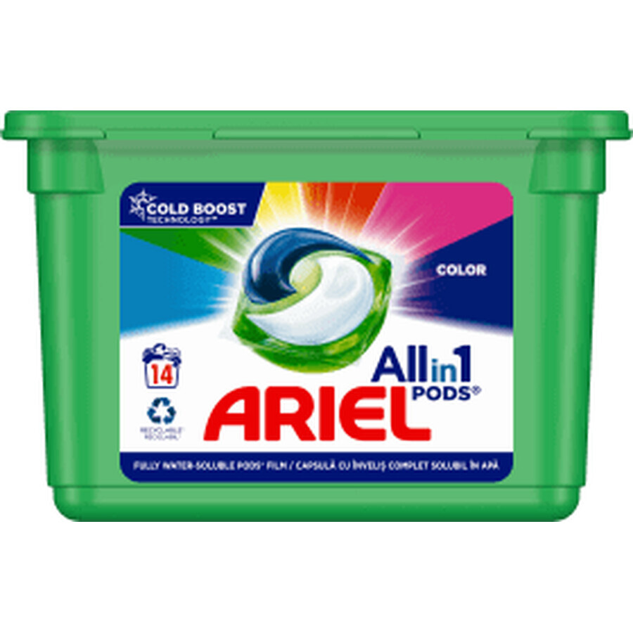 Capsules de détergent à lessive Ariel All in One PODS Color 14 lavages, 14 pièces