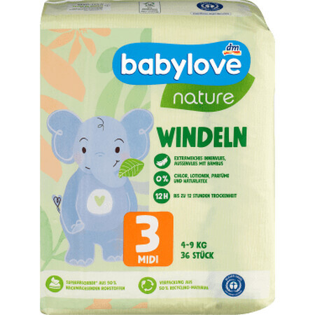 Babylove nature Eco luiers nr. 3, 36 stuks