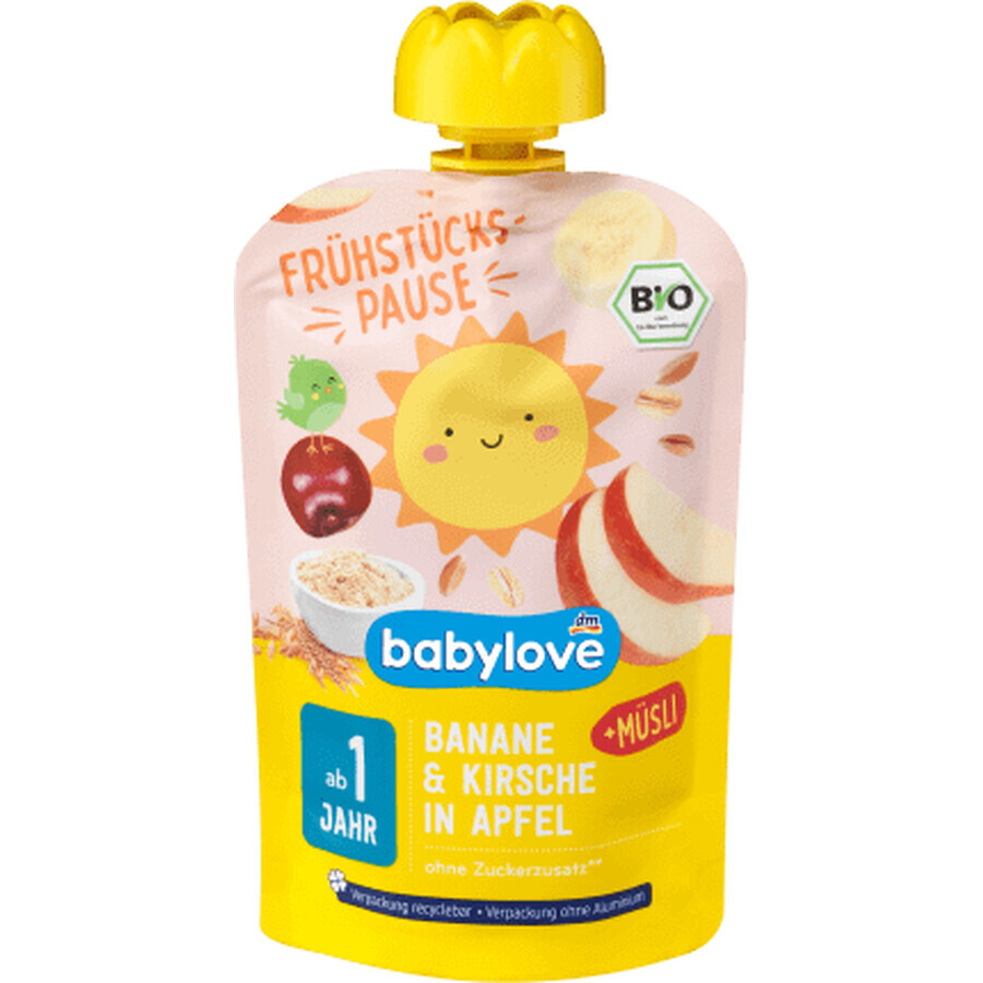 Babylove Piure de banane cireșe ECO de la 1an, 100 g