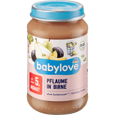 Babylove Purée de prunes et de poires ECO,5+, 190 g