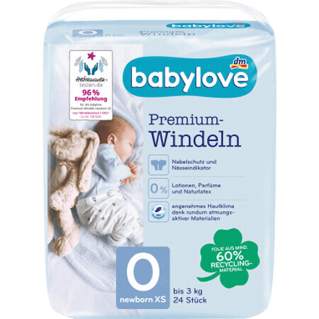 Pannolini Babylove Premium per neonati, fino a 3 kg, 24 pz