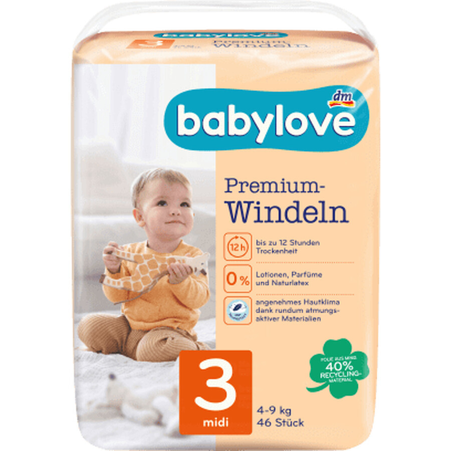 Couche Babylove Premium numéro 3, 46 pièces