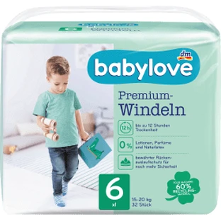 Babylove Premium pieluszki numer 6, 32 szt.