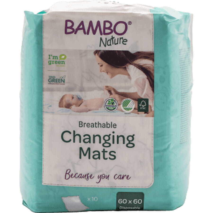 Bambo Nature Baby verschoonkussen 60x60, 10 stuks