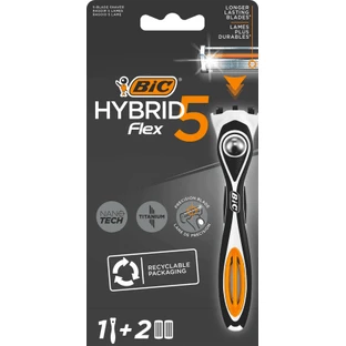 BIC Flex5 Hybride scheerapparaat + 2 navullingen, 1 stuk