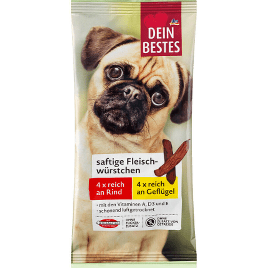 Saucisses Dein Bestes pour chiens au bœuf et au poulet, 60 g