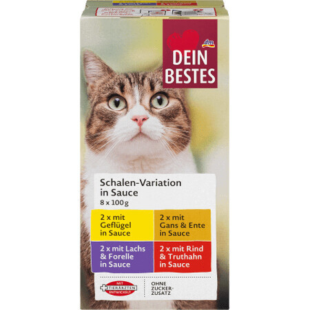 Dein Bestes casserole nourriture humide pour chats en sauce 8*100g, 800 g