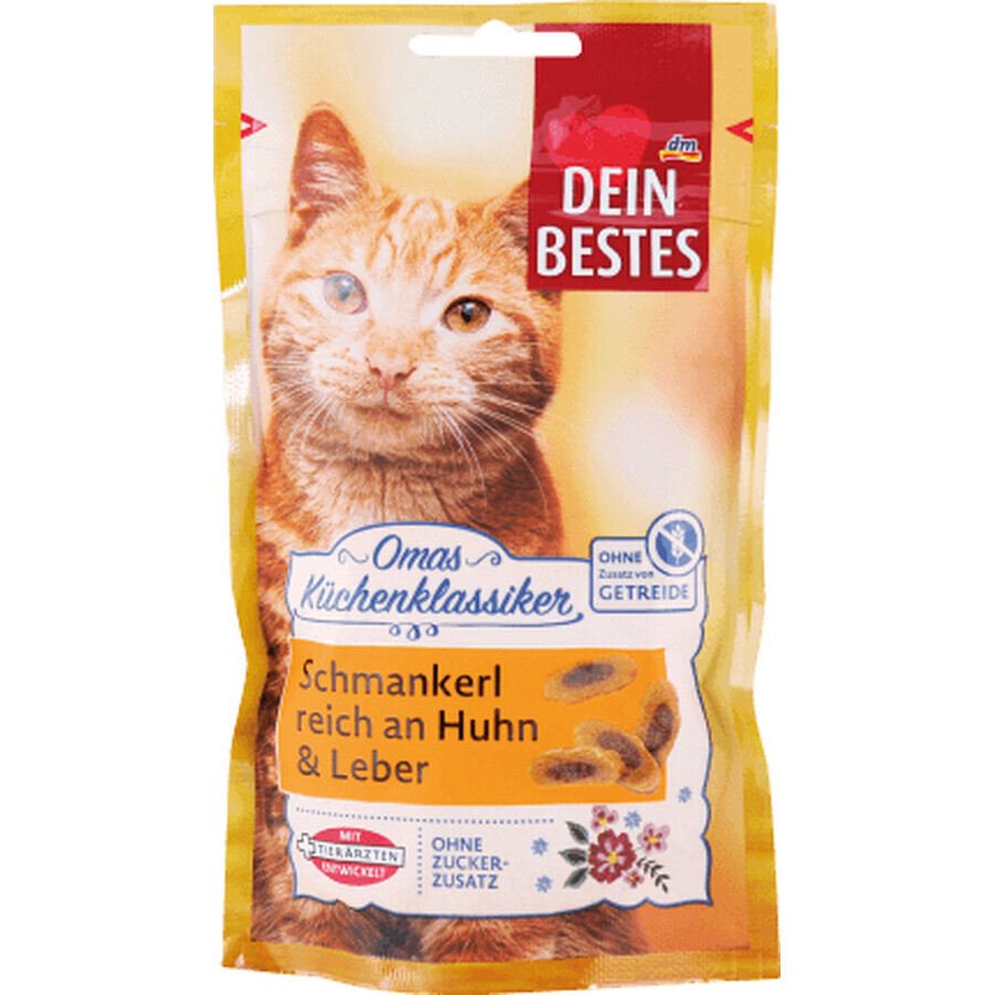 Dein Bestes Kip met lever snack voor katten, 50 g