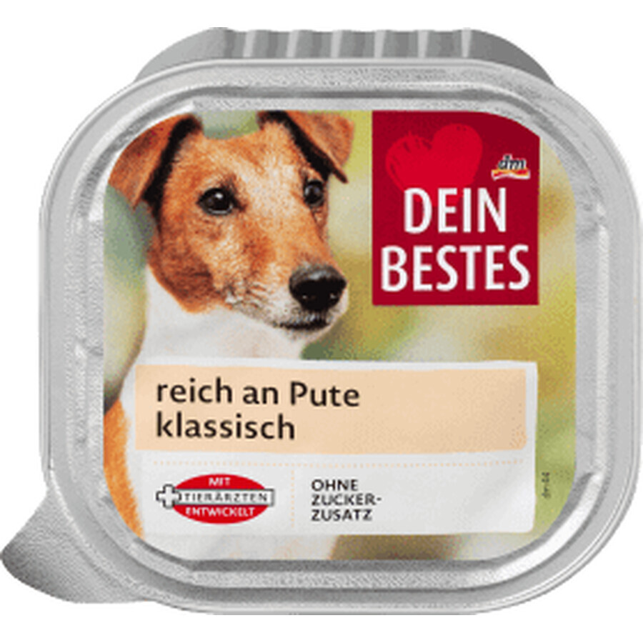 Cibo per cani Dein Bestes con molta carne di tacchino, 150 g