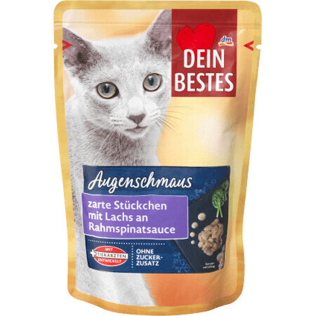 Dein Bestes Croquettes pour chats au saumon et aux épinards, 100 g