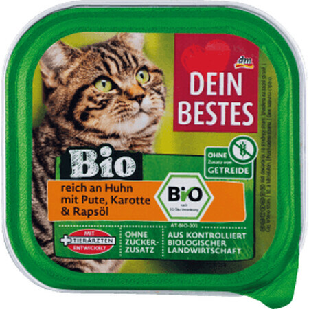 Dein Bestes ECO nourriture humide au poulet et à la dinde pour chats, 100 g