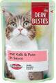 Dein Bestes pouch nourriture humide pour chats veau et dinde en sauce, 100 g