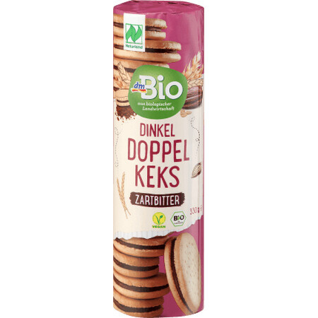 Biscotti DmBio con crema al cioccolato amaro, 330 g