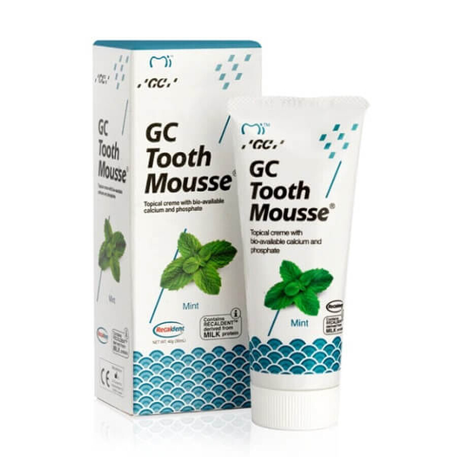 Tooth Mousse Crème topique à base d'eau à l'arôme de menthe, 40 g, GC