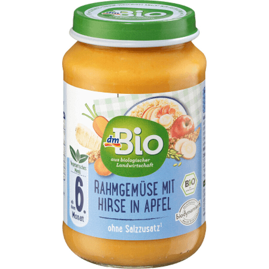 DmBio Vegetarisches Gemüsemenü mit Sahne und Hirse im Apfel ECO 6+, 190 g