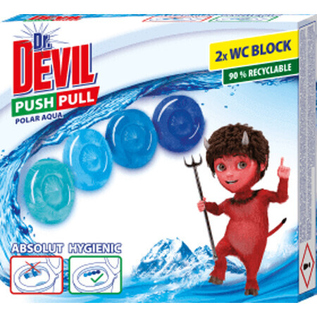 Dr. Devil push pull polar aqua Toilettenerfrischer 2x20g, 2 Stück