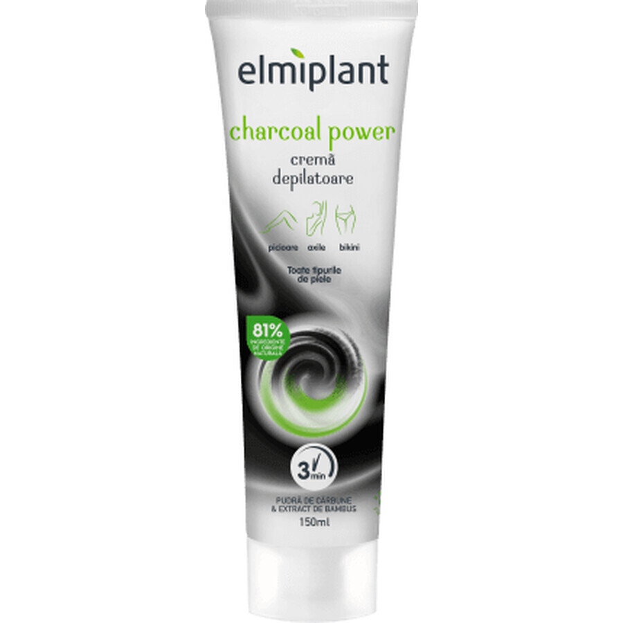 Elmiplant Crème dépilatoire au charbon de bois pour tous les types de peau, 150 ml