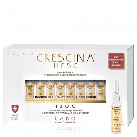 Crescina Transdermische Hergroei HFSC 1300 Vrouw, 20 injectieflacons, Labo