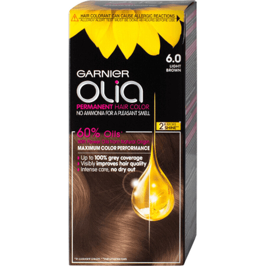 Garnier Olia Teinture permanente sans ammoniaque 6.0 brun, 1 pc