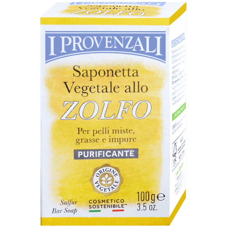 I PROVENZALI Sapone purificante allo zolfo per pelli miste, grasse e impure, 100 g