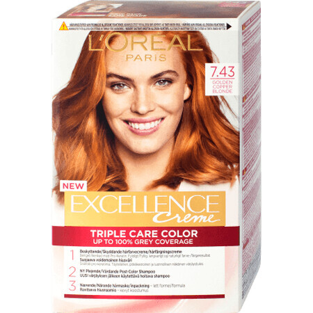 Loreal Paris  EXCELLENCE CREME Vopsea de păr permanentă cu amoniac 7.43, 1 buc