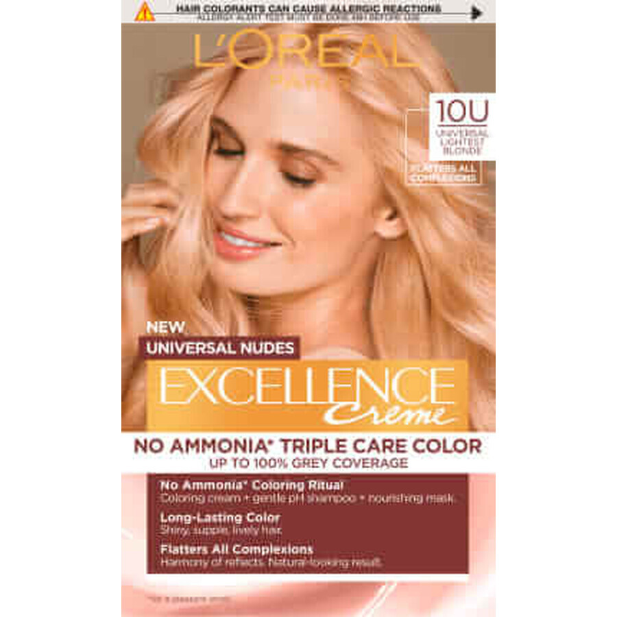 Loreal Paris EXCELLENCE CREME permanente haarkleuring 10U lichtste blond, 1 st