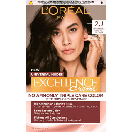 Loreal Paris EXCELLENCE CREME Coloration permanente 2U brun le plus foncé, 1 pc