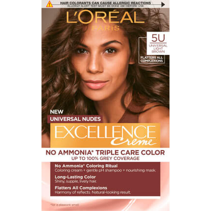 Loreal Paris EXCELLENCE CREME permanente haarkleuring 5U lichtbruin, 1 st