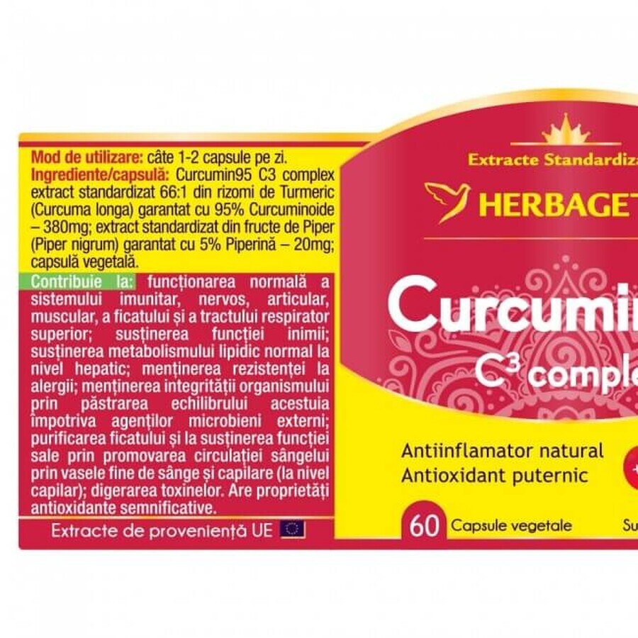 Curcumine95+ Complexe C3, 120 gélules, Herbagetica