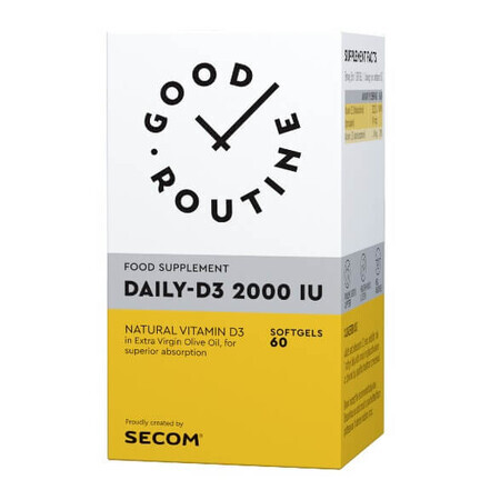 Daily D3 2000IU Good Routine, 60 softgels, Secom