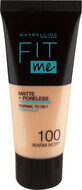 Maybelline New York Fit Me Matte &amp;amp; Poreless Foundation 100 Warm Ivoor, 30 ml