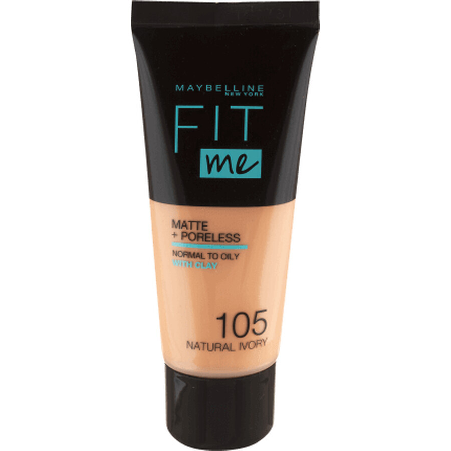 Fondotinta Maybelline New York Fit Me Matte & Poreless 105 Natural Ivory, 30 ml