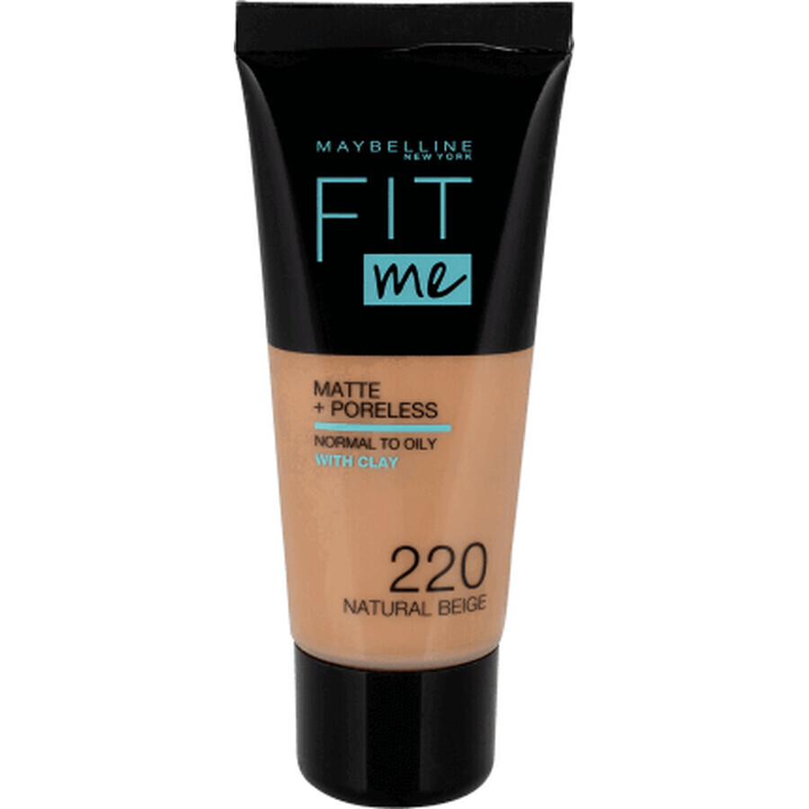 Maybelline New York Fond de teint Fit Me Matte & Poreless 220 Natural Beige, 30 ml