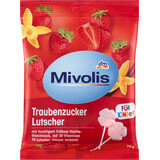 Mivolis Effervescent druivensuiker lolly met aardbei- en vanillesmaak, 75 g