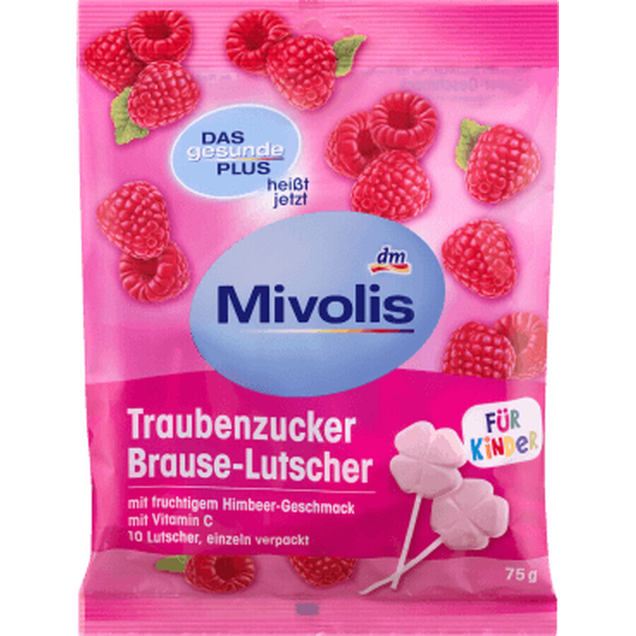 Mivolis Brausetabletten mit Himbeergeschmack und Traubenzucker Lutscher, 10 Stück