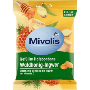 Mivolis Honig-Ingwer Halsbonbon, 75 g