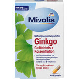 Mivolis Ginkgo pilules pour la mémoire et la concentration, 40 pcs