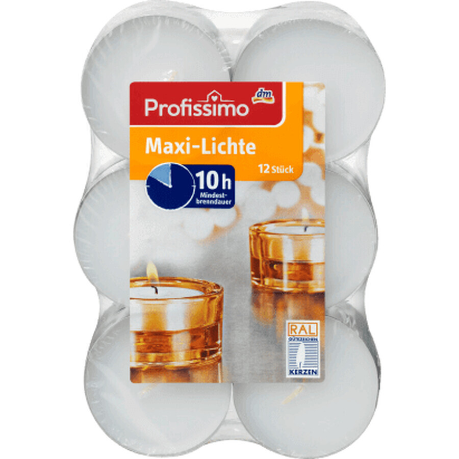 Profissimo Maxi pastille kaarsen, brandduur 10H, 12 stuks