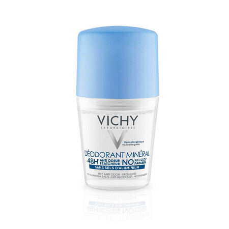 Vichy 48h Déodorant roll-on minéral sans sels d'aluminium, 50 ml