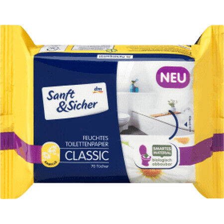 Sanft&Sicher Classic papier hygiénique humide, camomille, 70 pcs