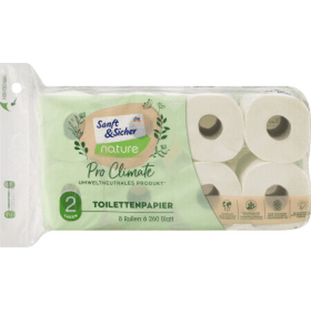 Sanft&amp;Sicher nature Pro Climate toiletpapier, 2-laags, 8 stuks