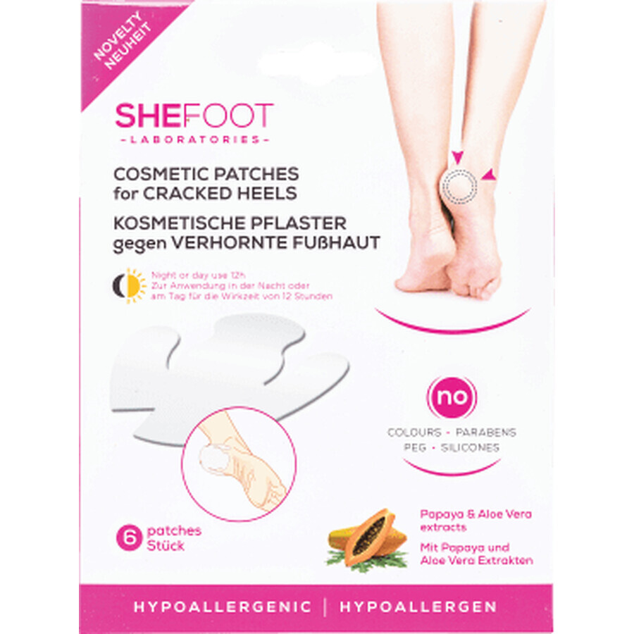 SHEFOOT Plasturi cosmetici pentru călcâie crăpate, 6 buc