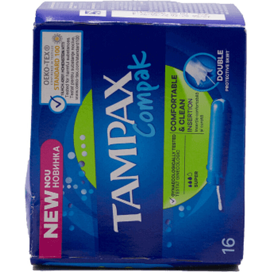 Tampax Compak Super inlegkruisjes, 16 stuks