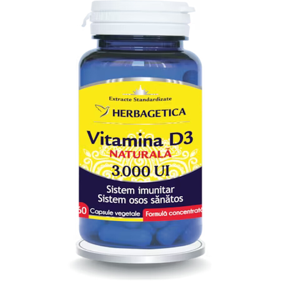 Detrix Vitamine D3 3000 IU, 60 gélules, Herbagetica